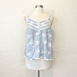 Joie Cami Top Tank Blue White Floral Coquette Cottagecore Medium M